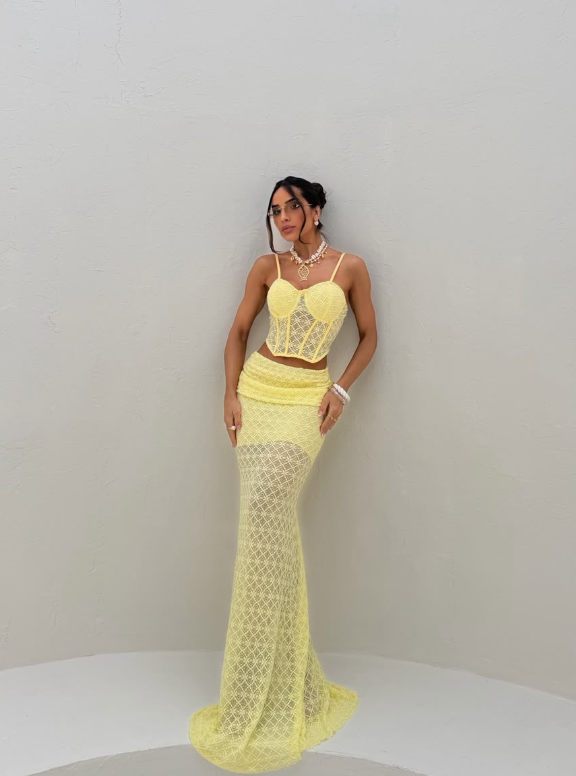 Conjunto Saia Longa Amarela
